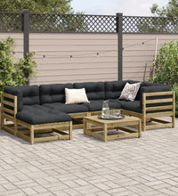 7-tlg. Garten-Sofagarnitur mit Kissen Kiefernholz Imprägniert