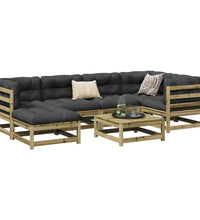 7-tlg. Garten-Sofagarnitur mit Kissen Kiefernholz Imprägniert