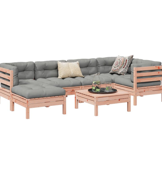7-tlg. Garten-Sofagarnitur mit Kissen Massivholz Douglasie