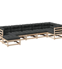 7-tlg. Garten-Sofagarnitur mit Kissen Massivholz Kiefer