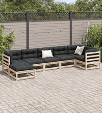 7-tlg. Garten-Sofagarnitur mit Kissen Massivholz Kiefer