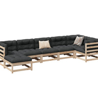 7-tlg. Garten-Sofagarnitur mit Kissen Massivholz Kiefer