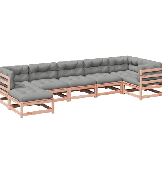 7-tlg. Garten-Sofagarnitur mit Kissen Massivholz Douglasie