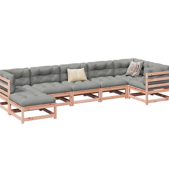 7-tlg. Garten-Sofagarnitur mit Kissen Massivholz Douglasie
