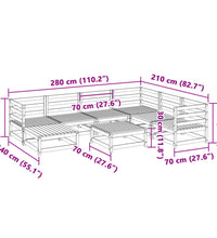 8-tlg. Garten-Sofagarnitur Massivholz Kiefer