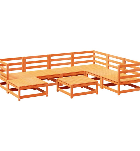 8-tlg. Garten-Sofagarnitur Wachsbraun Massivholz Kiefer