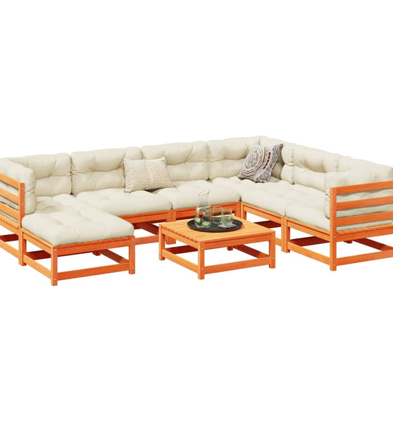 8-tlg. Garten-Sofagarnitur Wachsbraun Massivholz Kiefer
