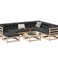 8-tlg. Garten-Sofagarnitur mit Kissen Massivholz Kiefer