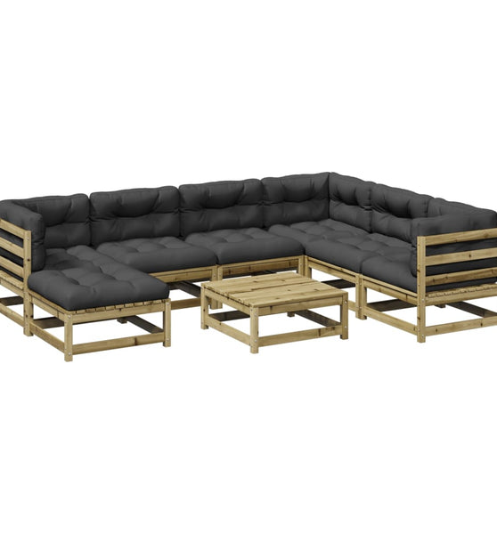 8-tlg. Garten-Sofagarnitur mit Kissen Kiefernholz Imprägniert