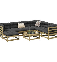 8-tlg. Garten-Sofagarnitur mit Kissen Kiefernholz Imprägniert