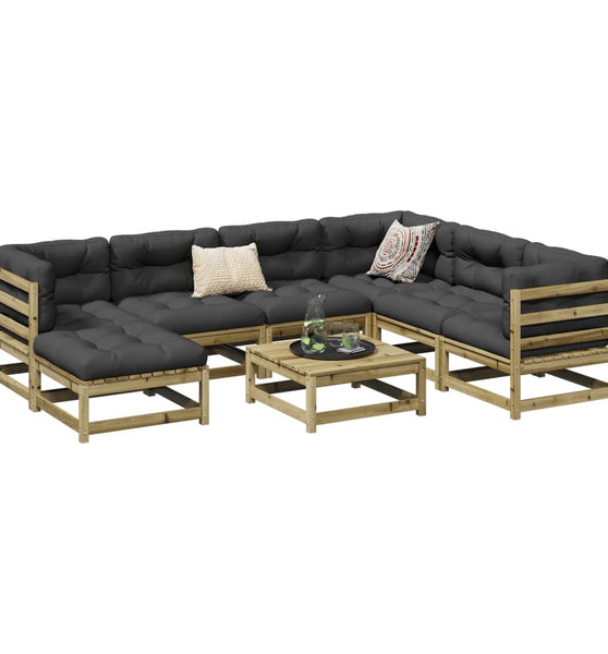 8-tlg. Garten-Sofagarnitur mit Kissen Kiefernholz Imprägniert