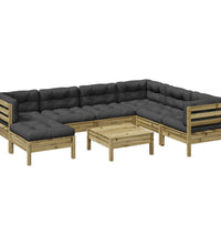 8-tlg. Garten-Sofagarnitur mit Kissen Kiefernholz Imprägniert