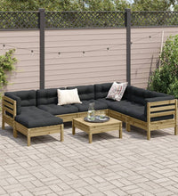 8-tlg. Garten-Sofagarnitur mit Kissen Kiefernholz Imprägniert