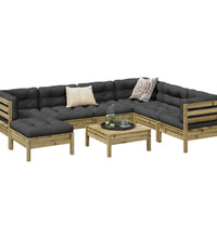 8-tlg. Garten-Sofagarnitur mit Kissen Kiefernholz Imprägniert