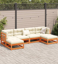 6-tlg. Garten-Sofagarnitur Wachsbraun Massivholz Kiefer