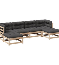 6-tlg. Garten-Sofagarnitur mit Kissen Massivholz Kiefer