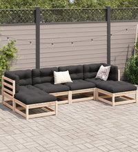 6-tlg. Garten-Sofagarnitur mit Kissen Massivholz Kiefer