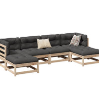 6-tlg. Garten-Sofagarnitur mit Kissen Massivholz Kiefer