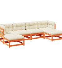 6-tlg. Garten-Sofagarnitur mit Kissen Wachsbraun Kiefernholz