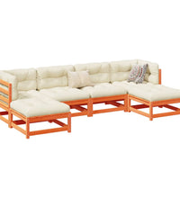 6-tlg. Garten-Sofagarnitur mit Kissen Wachsbraun Kiefernholz