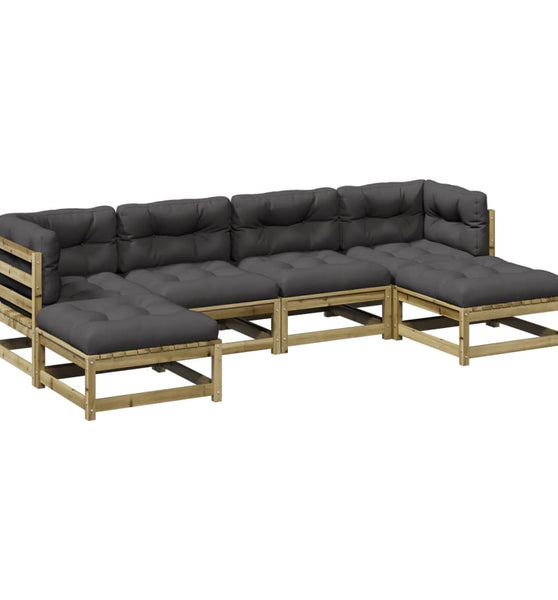 6-tlg. Garten-Sofagarnitur mit Kissen Kiefernholz Imprägniert