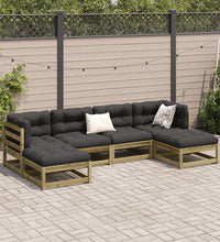 6-tlg. Garten-Sofagarnitur mit Kissen Kiefernholz Imprägniert