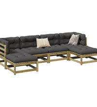 6-tlg. Garten-Sofagarnitur mit Kissen Kiefernholz Imprägniert