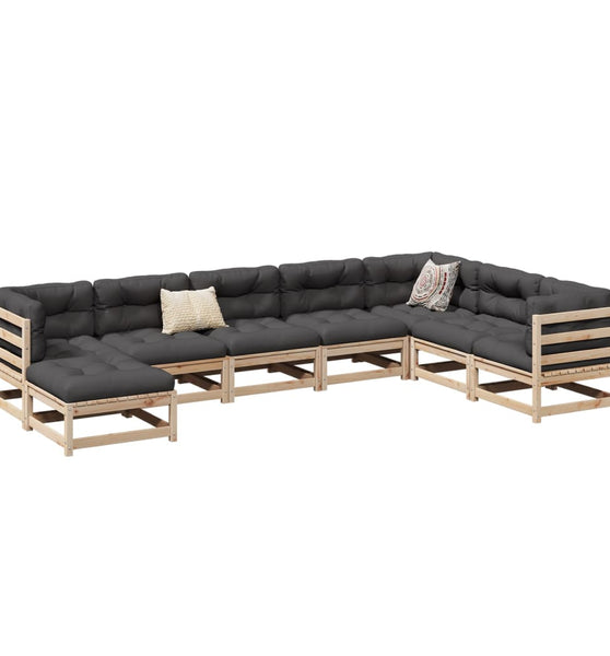 8-tlg. Garten-Sofagarnitur Massivholz Kiefer