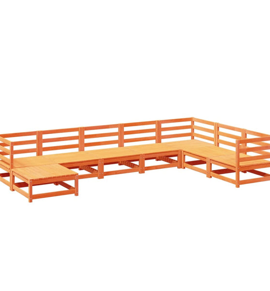 8-tlg. Garten-Sofagarnitur Wachsbraun Massivholz Kiefer
