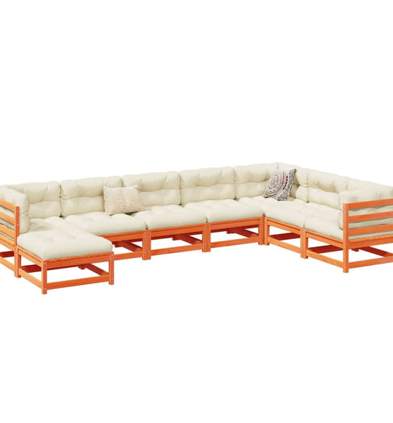 8-tlg. Garten-Sofagarnitur Wachsbraun Massivholz Kiefer