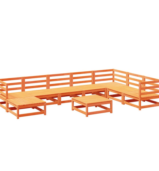 9-tlg. Garten-Sofagarnitur Wachsbraun Massivholz Kiefer