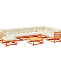 9-tlg. Garten-Sofagarnitur mit Kissen Wachsbraun Kiefernholz