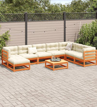 9-tlg. Garten-Sofagarnitur mit Kissen Wachsbraun Kiefernholz