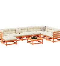 9-tlg. Garten-Sofagarnitur mit Kissen Wachsbraun Kiefernholz