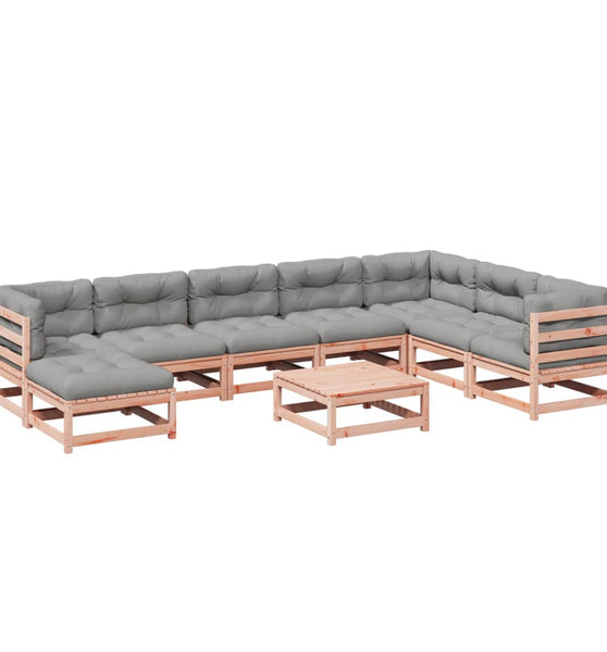 9-tlg. Garten-Sofagarnitur mit Kissen Massivholz Douglasie