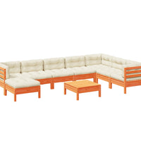 9-tlg. Garten-Sofagarnitur mit Kissen Wachsbraun Kiefernholz