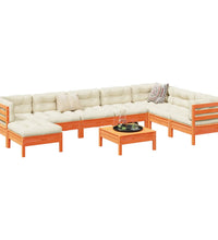9-tlg. Garten-Sofagarnitur mit Kissen Wachsbraun Kiefernholz
