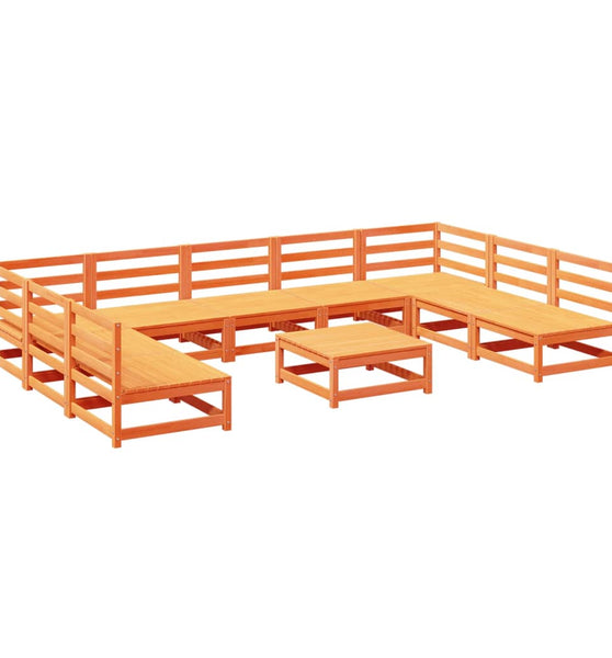 10-tlg. Garten-Sofagarnitur Wachsbraun Massivholz Kiefer