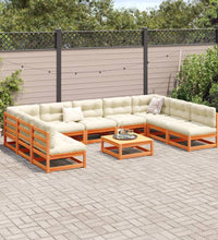 10-tlg. Garten-Sofagarnitur Wachsbraun Massivholz Kiefer