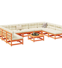 10-tlg. Garten-Sofagarnitur Wachsbraun Massivholz Kiefer