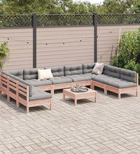 10-tlg. Garten-Sofagarnitur mit Kissen Massivholz Douglasie