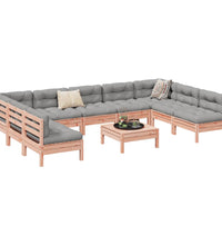 10-tlg. Garten-Sofagarnitur mit Kissen Massivholz Douglasie