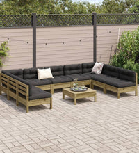 10-tlg. Garten-Sofagarnitur mit Kissen Kiefernholz Imprägniert