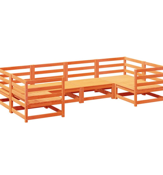 6-tlg. Garten-Sofagarnitur Wachsbraun Massivholz Kiefer