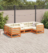 6-tlg. Garten-Sofagarnitur Wachsbraun Massivholz Kiefer