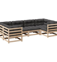 6-tlg. Garten-Sofagarnitur mit Kissen Massivholz Kiefer