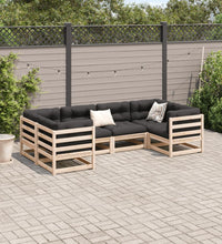 6-tlg. Garten-Sofagarnitur mit Kissen Massivholz Kiefer