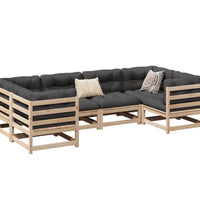 6-tlg. Garten-Sofagarnitur mit Kissen Massivholz Kiefer