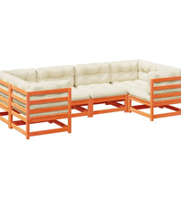 6-tlg. Garten-Sofagarnitur mit Kissen Wachsbraun Kiefernholz