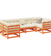 6-tlg. Garten-Sofagarnitur mit Kissen Wachsbraun Kiefernholz